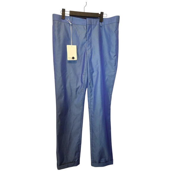 Nwt Givenchy men's blue green sheen straight pants cuffed metallic 48 medium - Picture 1 of 11